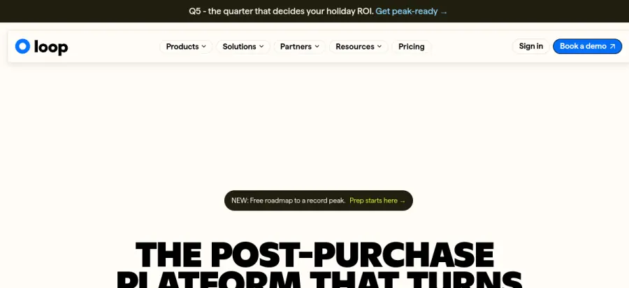 Loop Returns website preview