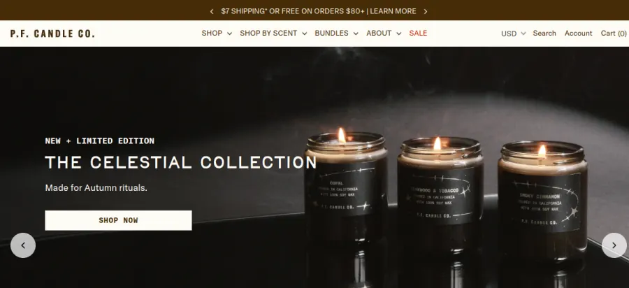 P.F. Candle Co. website preview