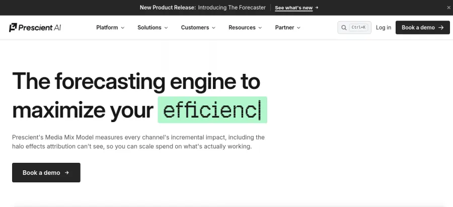 Prescient AI website preview