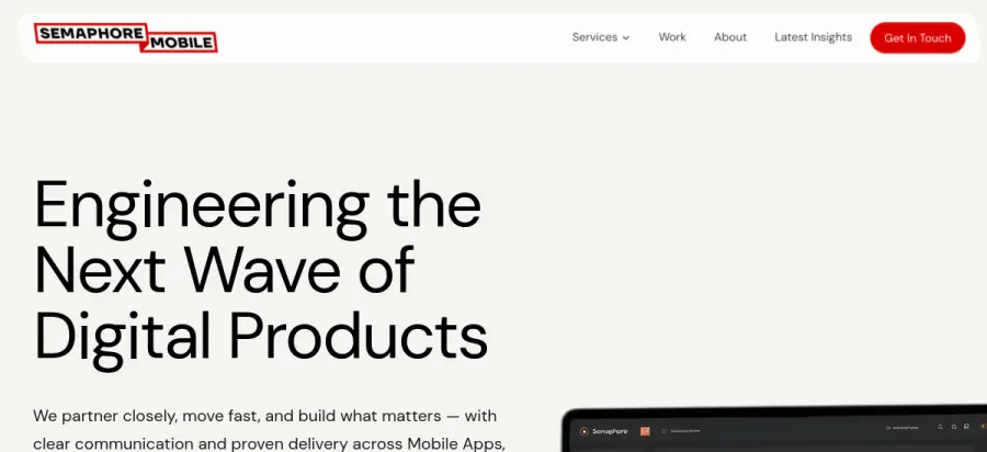 Semaphore Mobile website preview